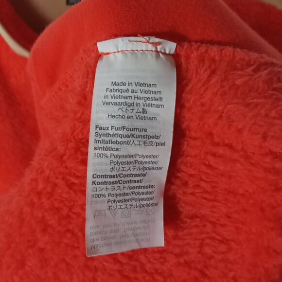 *SOLD* J Crew Fleece Jacket Womens L Orange Tan Full Zip Sherpa Superplush Soft - Picture 4 of 8